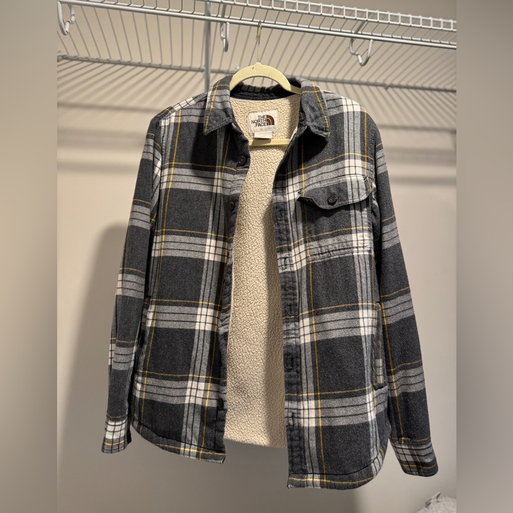 The North Face Black and Gray Plaid Shirt Jacket